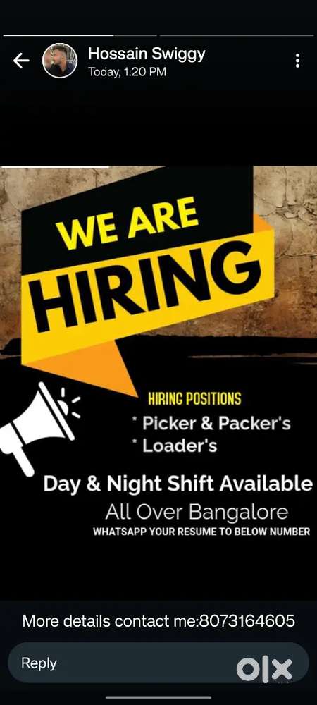 We need pickers and loaders for Swiggy instamart