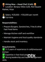 head chef for cafe