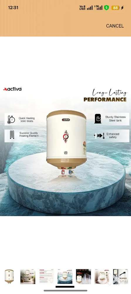 Like new Activa 6L Gyser In 1Under Warranty