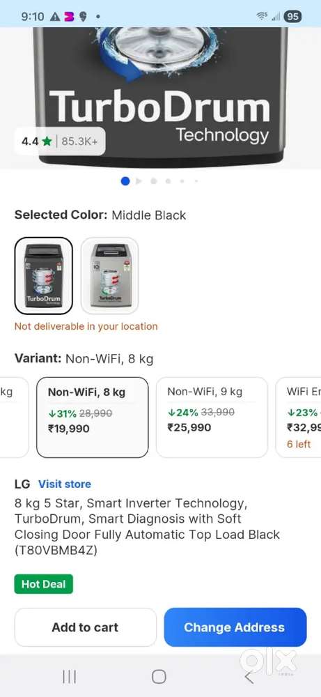 LG top loadwashing machine