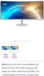 MSI PRO MP341CQW 34-Inch FHD Monitor - 3440 x 1440 Professional Curved