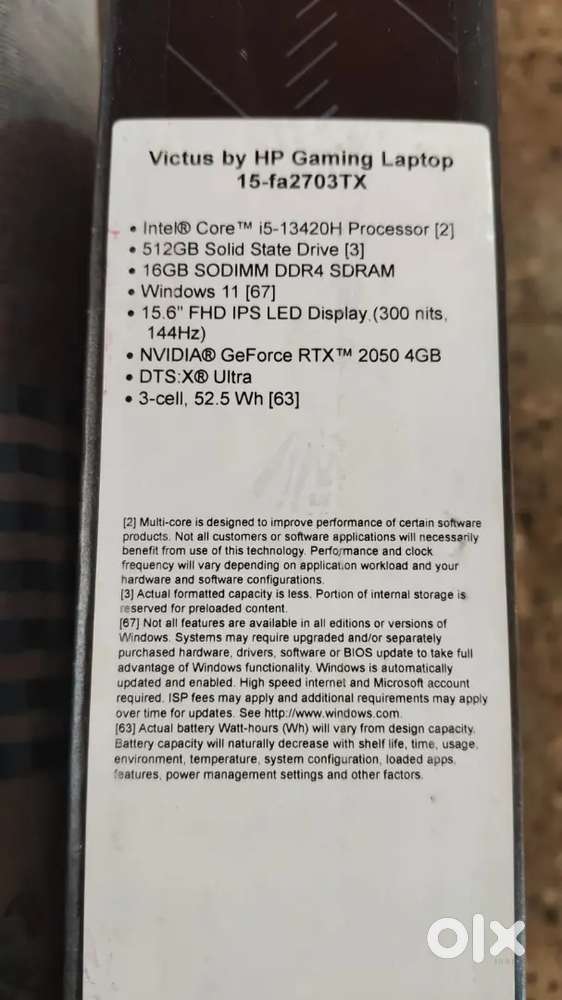 3 month old hp victus laptop,