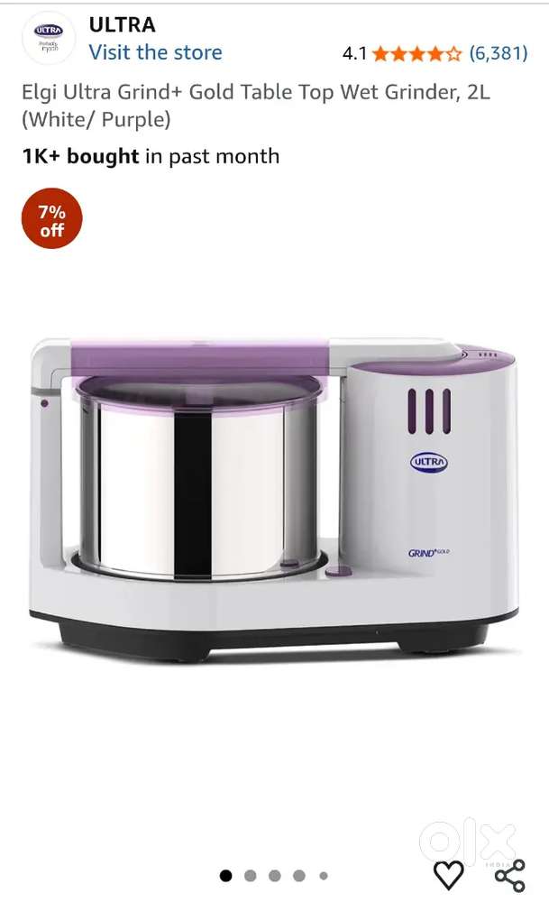 Elgi Ultra Grind+ Gold table top wet grinder for sale