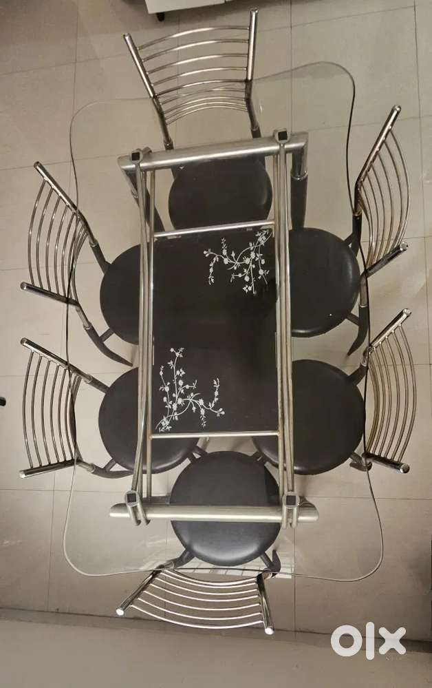 6 seater Glass top Dining table with 6 chairs