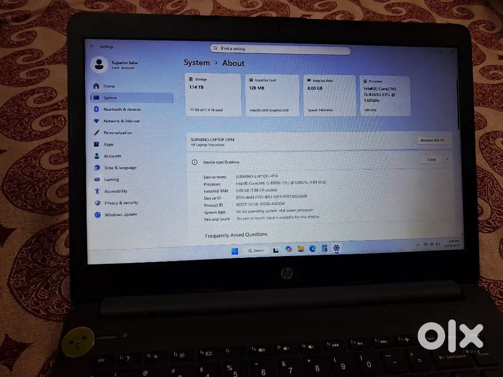 HP 14 Inch Intel Core i5 8th Gen Laptop