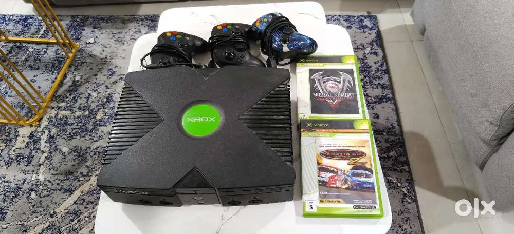 Xbox with controllers