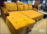 Sofa comebed with attached pillow with daimond stitch and cup holder