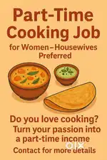 Part-Time Cooking Job for Women – Housewives Preferred