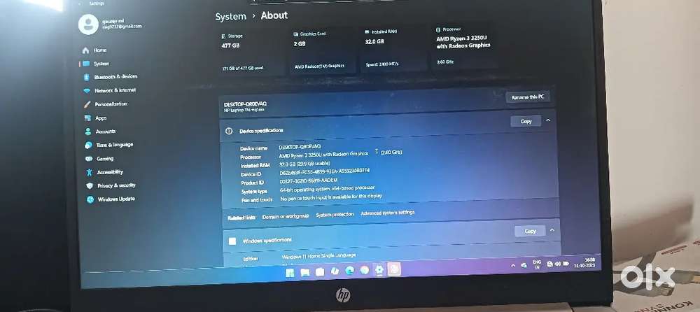 HP Laptop Ryzen 3 512GB SSD 32GB RAM