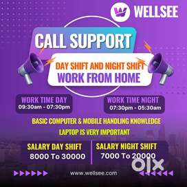 CALL SUPPORT(WORK FROM HOME)(DAY AND NIGHT SHIFT)