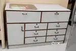 Storage Table with drawer, pull over and half glass top