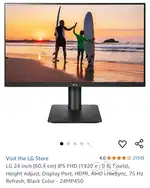 LG 24 inch (60.4 cm) IPS FHD 1920 x 1080 Pixels Height Adjust,24MP450