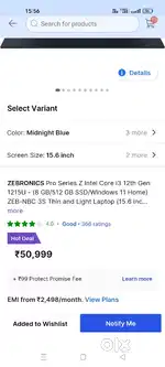 Zebronics pro series i3 12th generation laptop