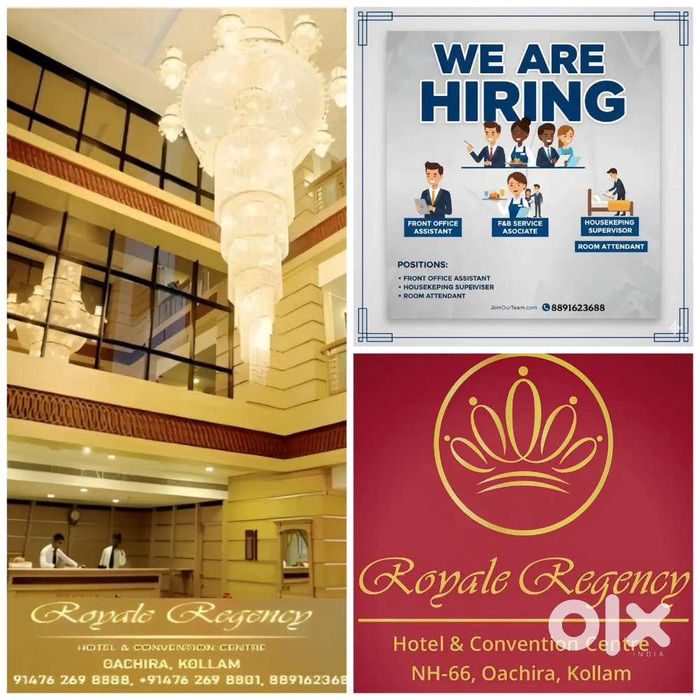 Front office assistant, F& B Service Associate, House keeping staff