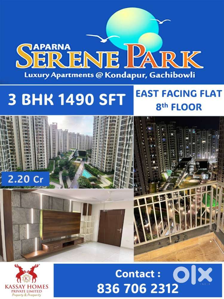 LUXURY APARTMENT FOR SALE #1490 SQFT #3BHK  #2.20 CR