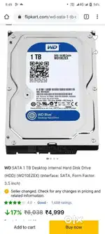 1 TB WD Hard disk