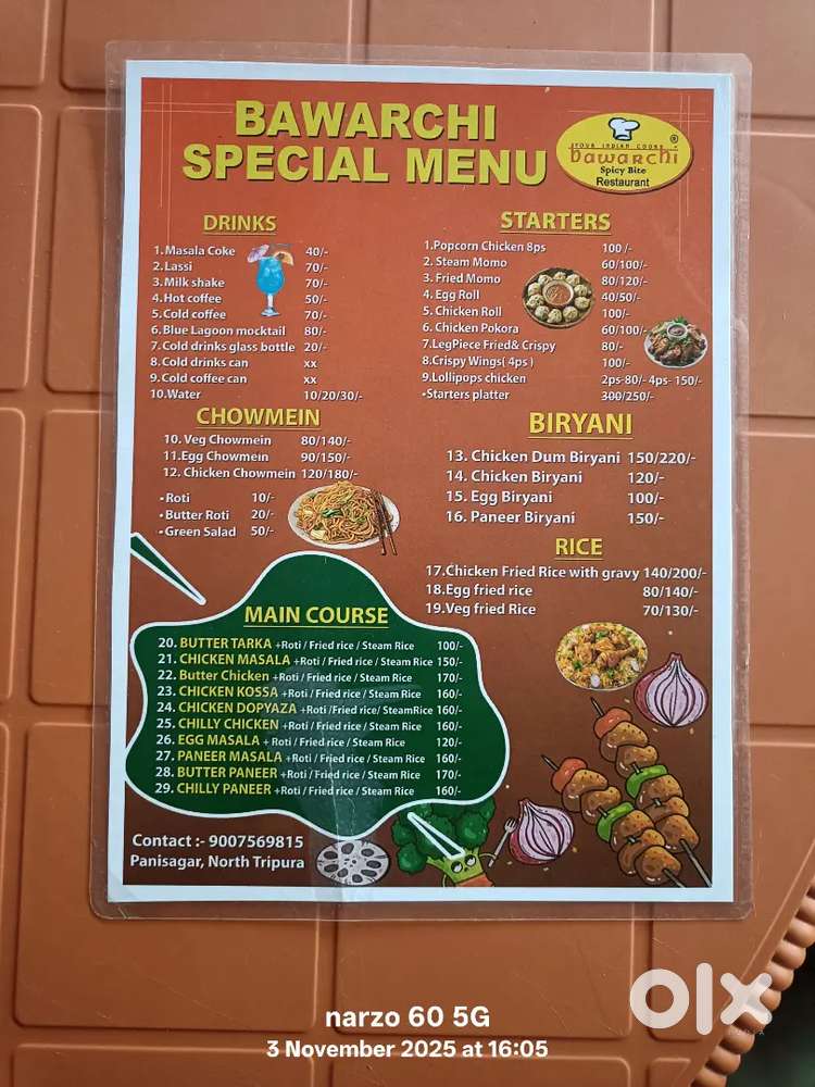 Cook, Helper, waiter, dishwasher