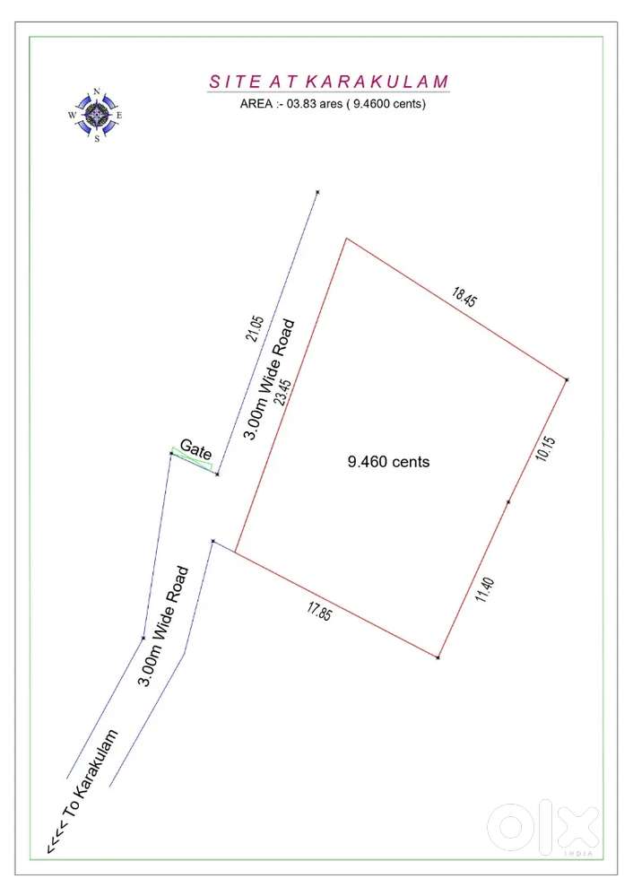 10 cents Plot for sale near Karakulam Palam Junction
