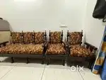 Wooden Sofa Set – 3+1+1 with Cushions (Good Condition)