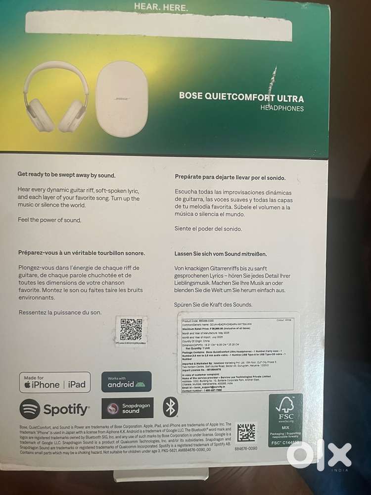 Bose quite comfort ultra headphone (new hardly used)