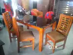 Reasonable price for new wooden dining table with 12mm glass top.