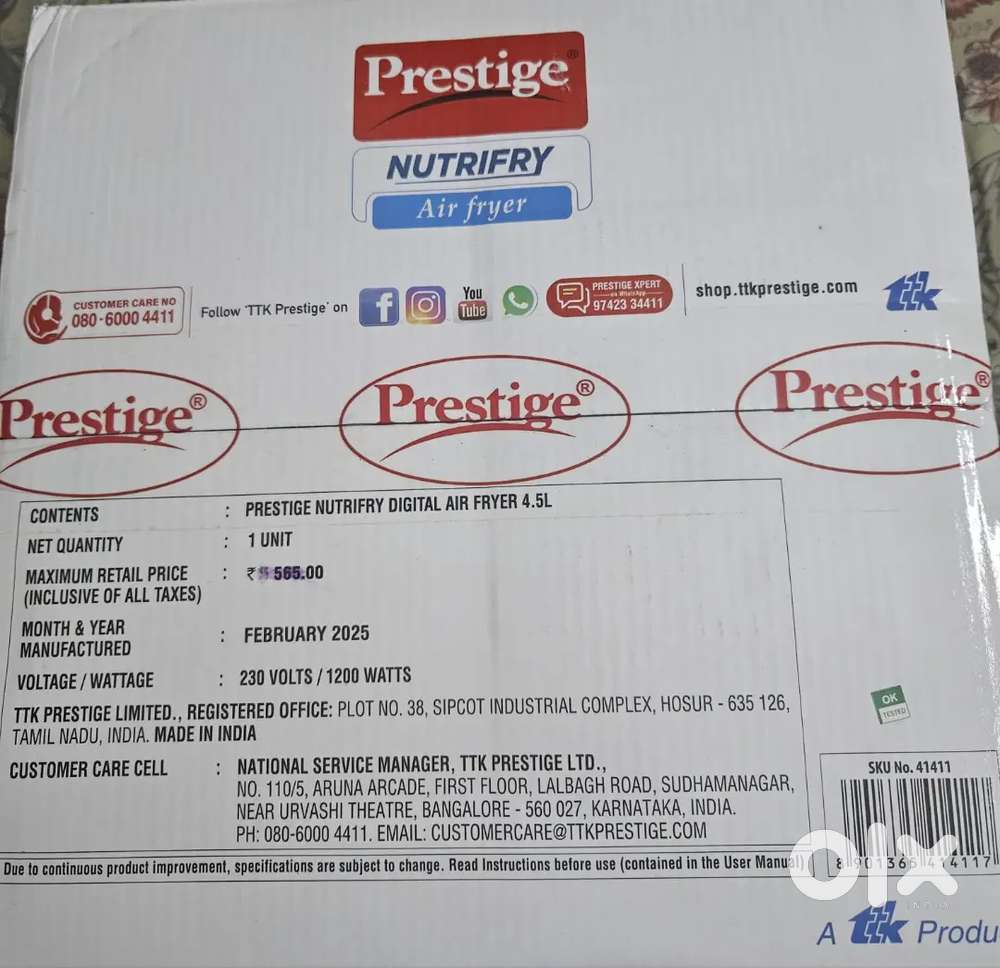 Prestige Air Fryer 4.5 L immediately sale