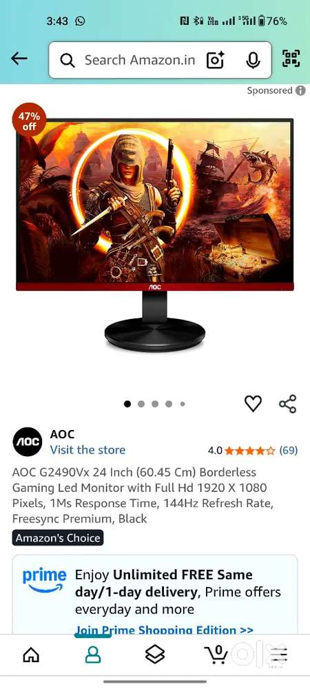 Gaming Monitor along with HDMI cable