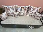 3 Seater Sofa Cum Bed with 3 Big and 3 small cushions