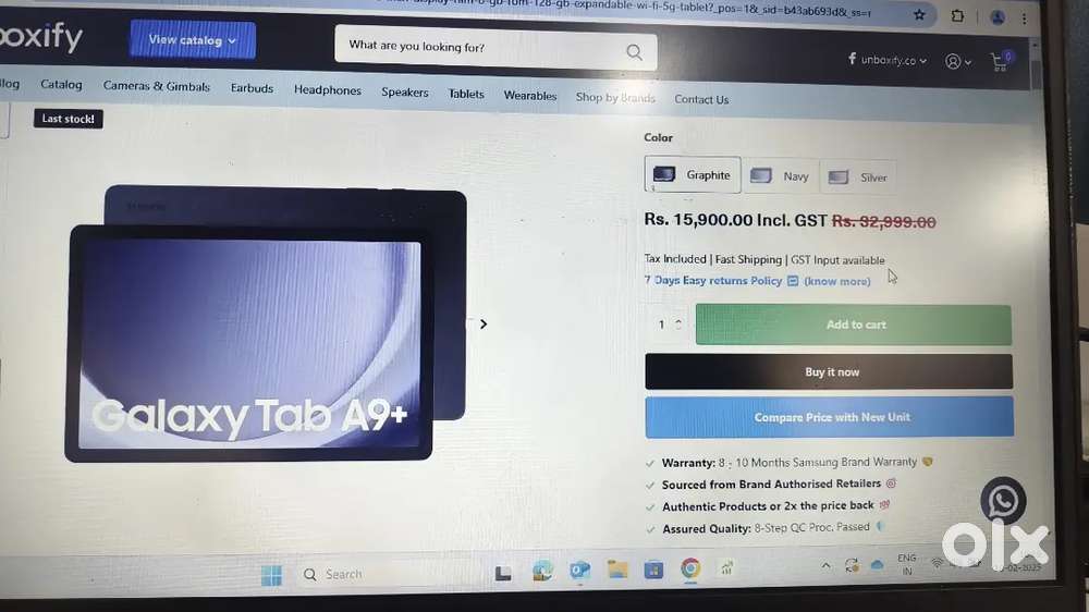 Samsung A9 Plus Tablet 8/128GB,Only Box Open wifi Version