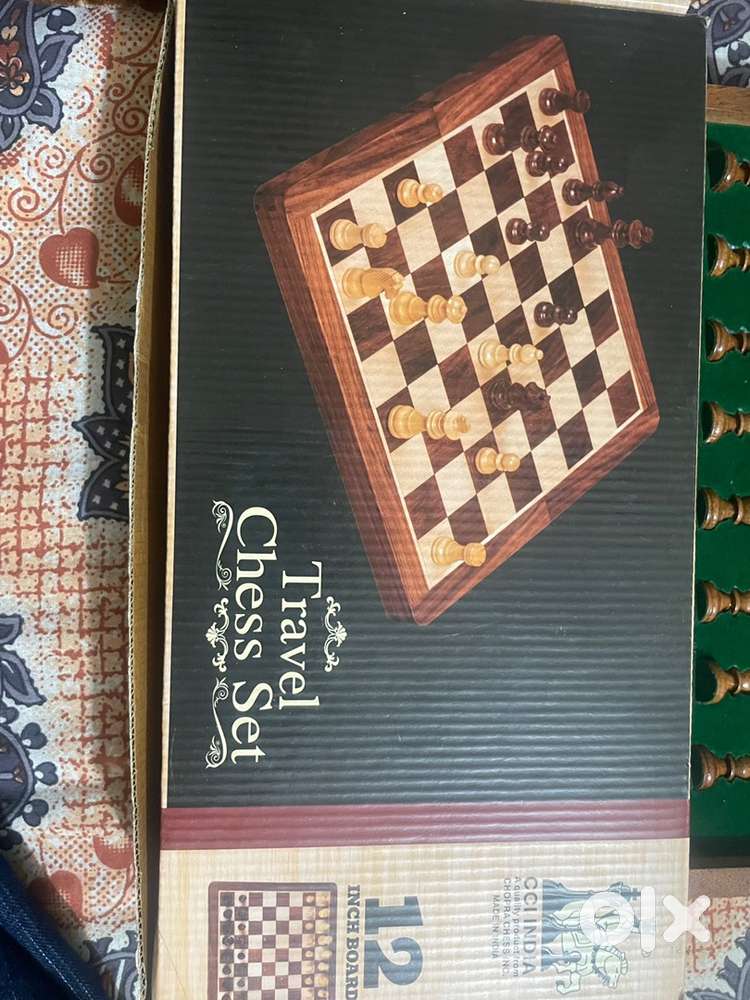 Premium Wooden Travel Chess Set  Folding Board  Complete Pieces