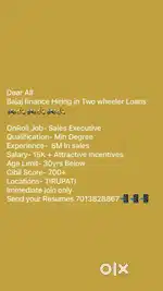 Hiring Two Wheeler executive in BajajFinserv
