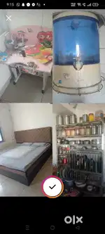 King size bed,RO, study table, steel ghodo