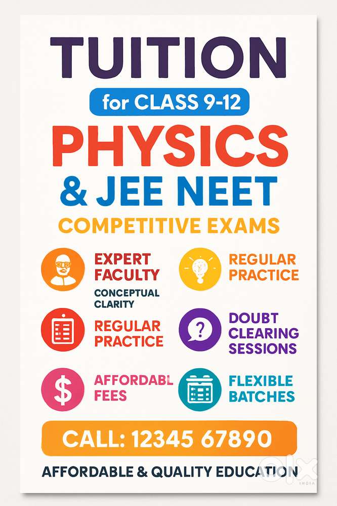 PHYSICS TUITION FOR CLASSES 9-12 & JEE/NEET EXAMS