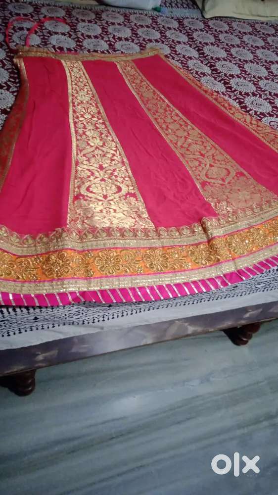 Lehenga choli odhni fabric jorjet  golden biwing with gotta Patti work