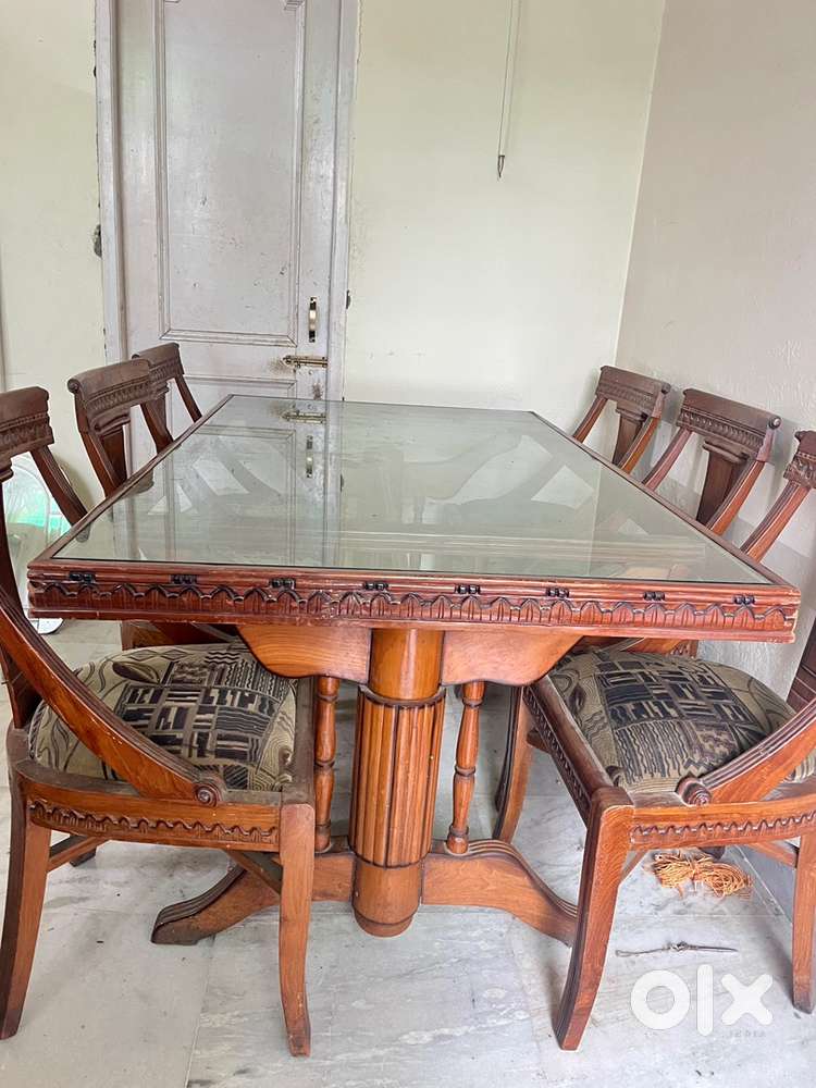 Good quality heavy glass dinning table