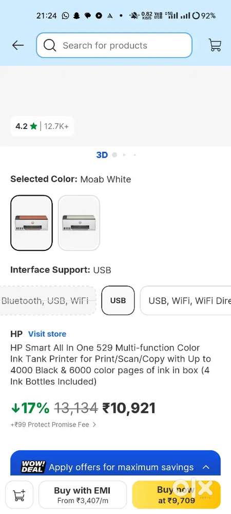 Hp Smart All in One 529 Multi Function Printer Seal Pack