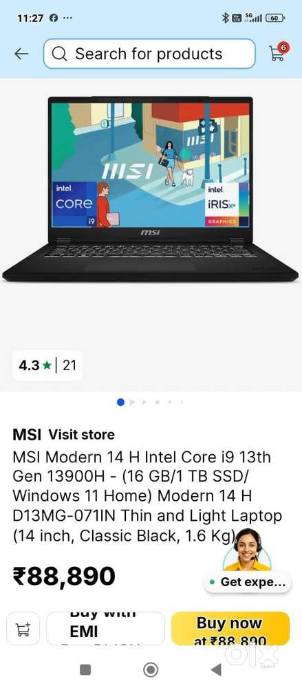 MSI Intel Core I9 13900H,36Cm Laptop