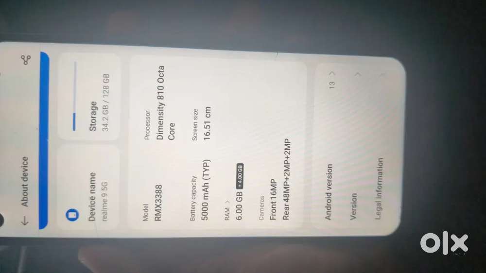 Realme 9 5G 6+4 ram &128 storege