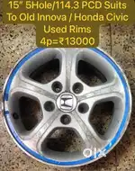 15” Alloys For Innova & honda Civic used
