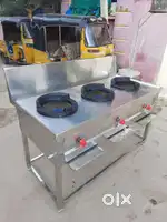 stainless steel 3-burner (Chinese) neat & working condition For Sale