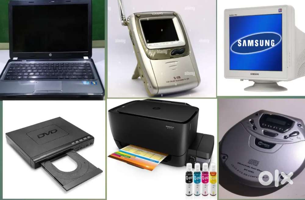 Laptop , palm size color TV,portable vcd player,dvd,monitor, printer