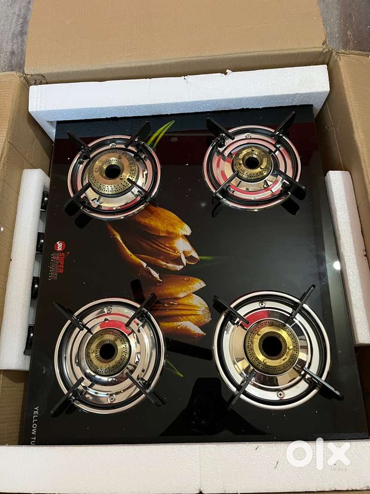 Brand New 4 Burner Glass Top Gas Stove – Unused, Packed – Best Price