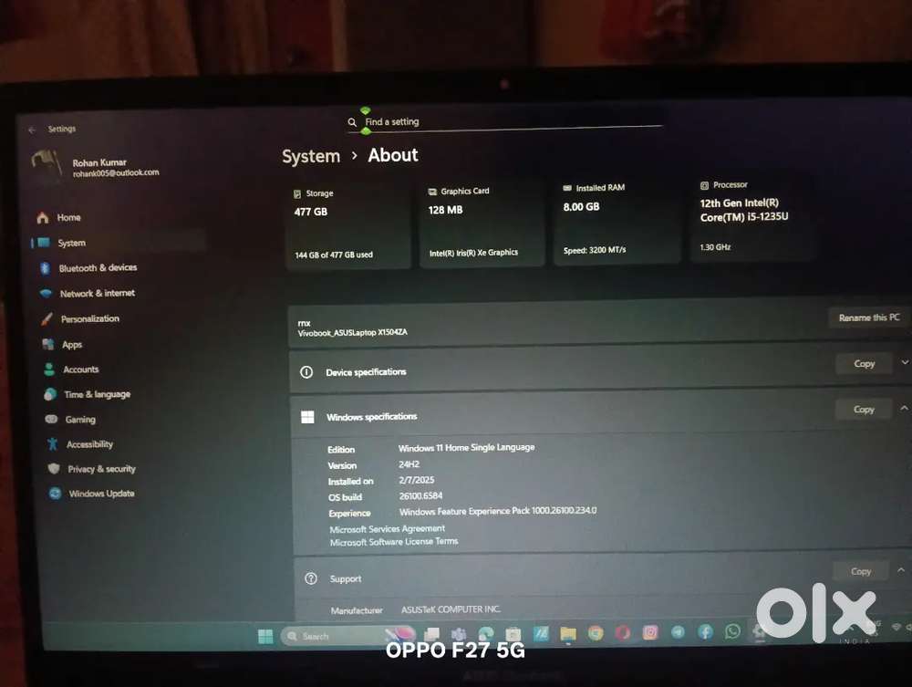 “ASUS Vivobook X1504ZA – 12th Gen i5, 8GB RAM, 512GB SSD – Like New”