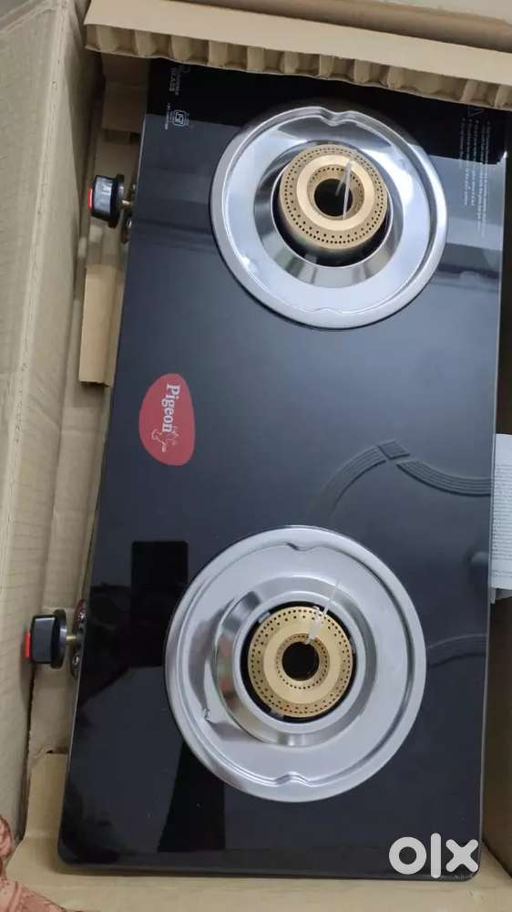 2 burner new manual gas stove toughened glass brass burner Cod delhi