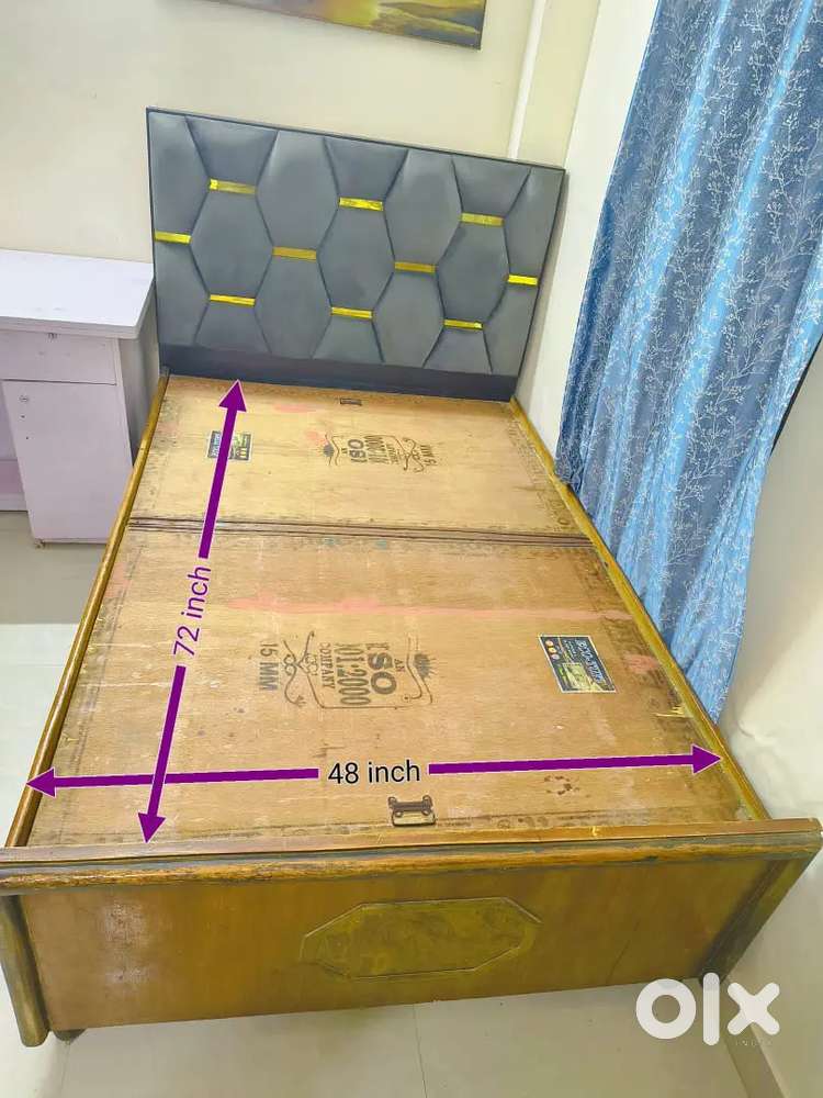 Plywood Box Bed (48x72in) + Modern Cushioned Back + Mattress