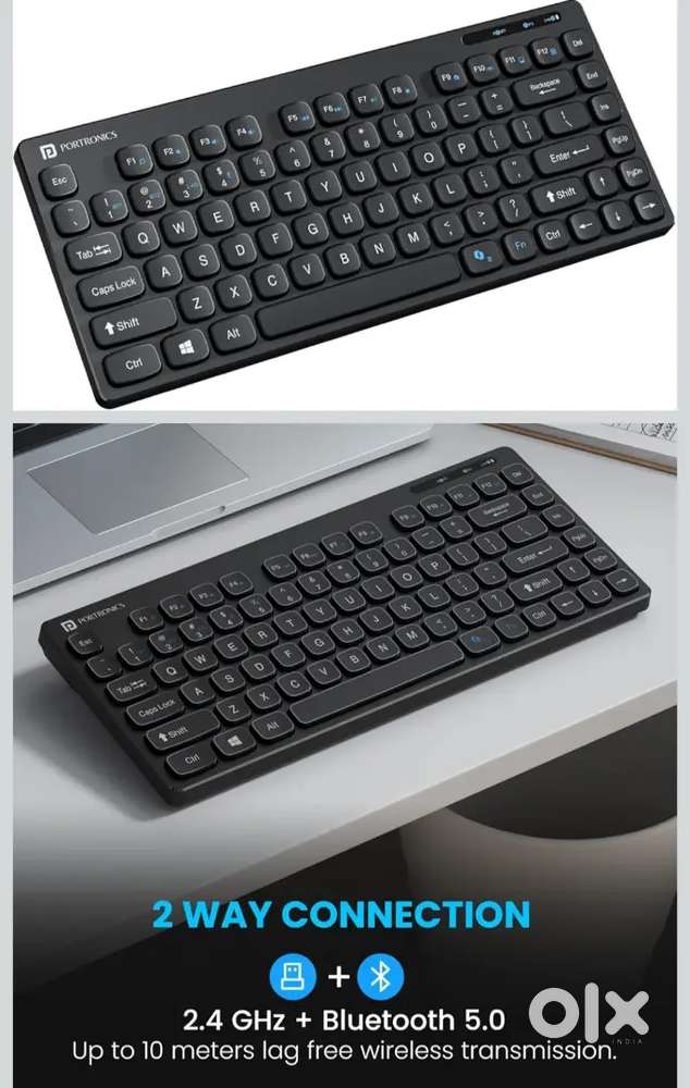 Wireless keyboard 2.4 GHz & Bluetooth 5.0 Connectivity