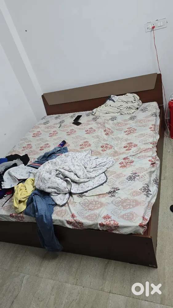 Damro brand queen size bed with matress