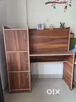 Multi-Purpose Study Table with Shelves & Folding Side