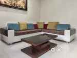 6 seater L shaped sofa with centre table