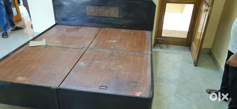 Wooden Double Bed with Storage – Good Condition
